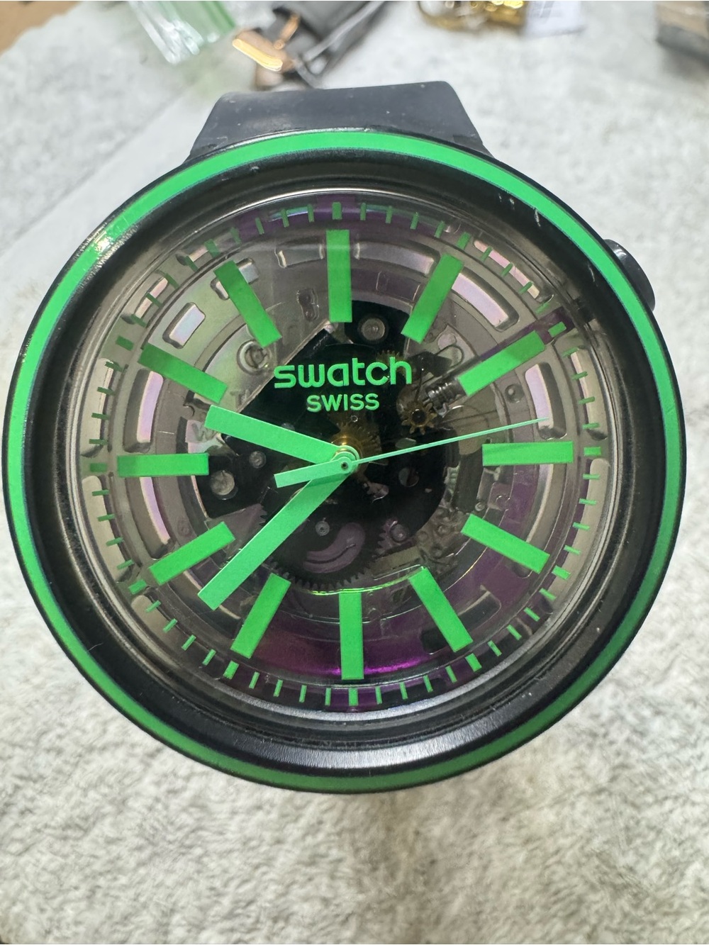 Swatch Black Watch with Bright Green Accents